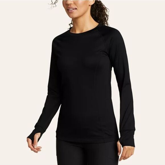 L.L. Bean Hyperlayer Base Layer Light Weight Long-Sleeve Crew Neck Shirt Black S - Picture 1 of 8
